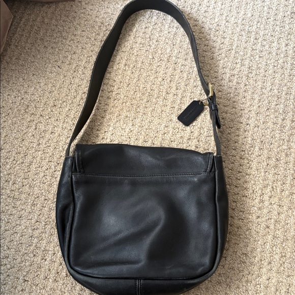 Vintage Coach Bedford Flap Shoulder Purse Black Leather - Picture 10 of 10